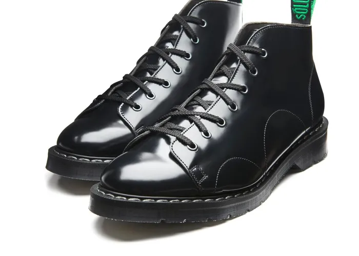Men Solovair Monkey Boots Black Vegan HiShine Monkey Boot