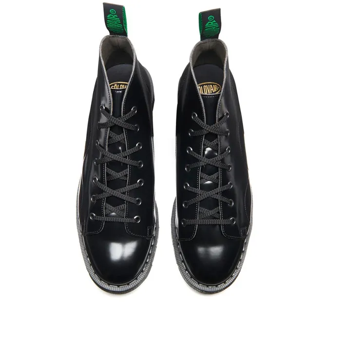 Men Solovair Monkey Boots Black Vegan HiShine Monkey Boot