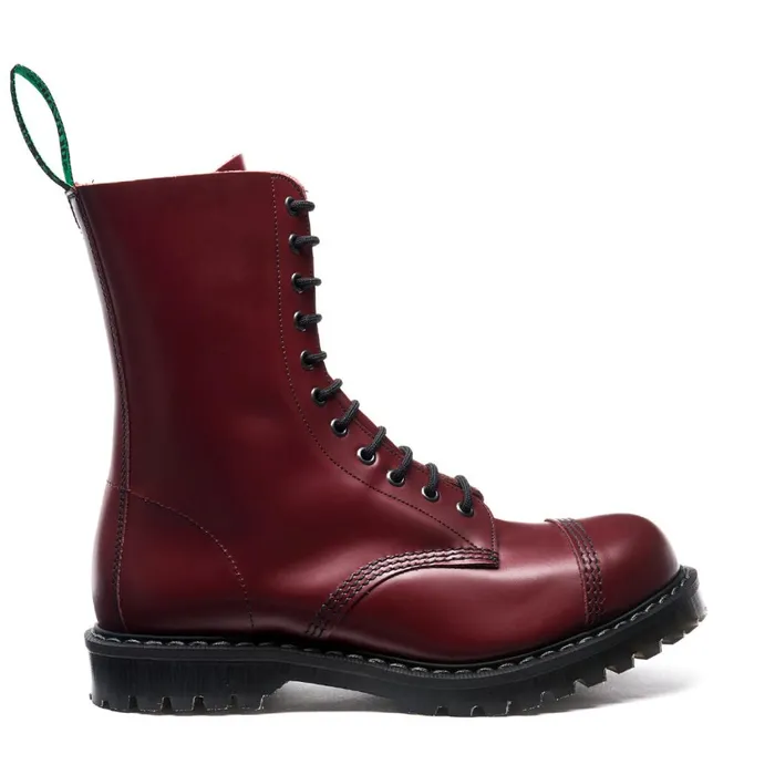 Men Solovair Steel Toe Boots Cherry Red 11 Eye Steel Toe Derby Boot