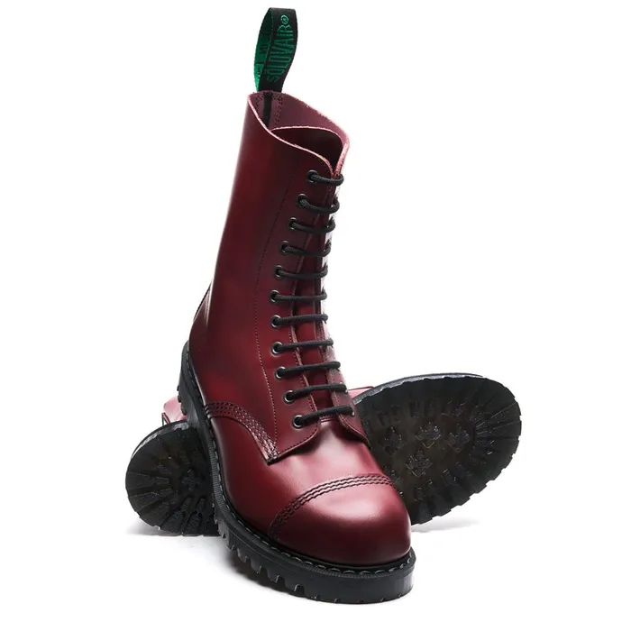 Men Solovair Steel Toe Boots Cherry Red 11 Eye Steel Toe Derby Boot