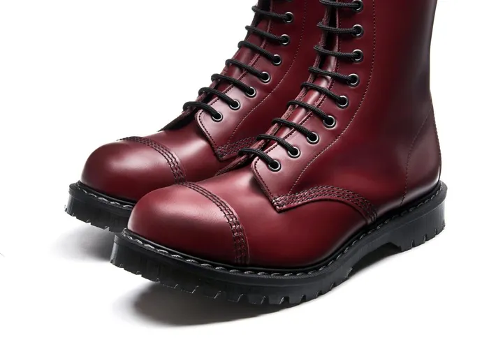 Men Solovair Steel Toe Boots Cherry Red 11 Eye Steel Toe Derby Boot