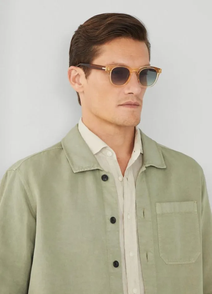 Men Sunglasses Hackett London Round Sunglasses Gold