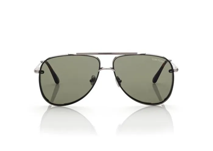 Men SUNGLASSES Tom Ford Leon Sunglasses Ruthenium Green
