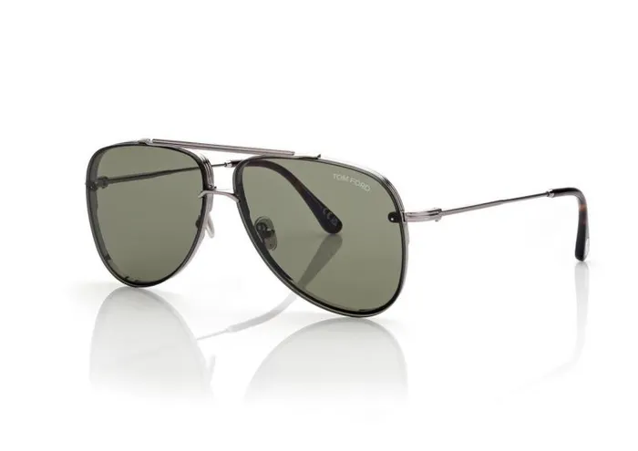 Men SUNGLASSES Tom Ford Leon Sunglasses Ruthenium Green