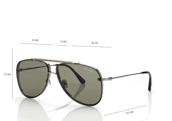 Men SUNGLASSES Tom Ford Leon Sunglasses Ruthenium Green