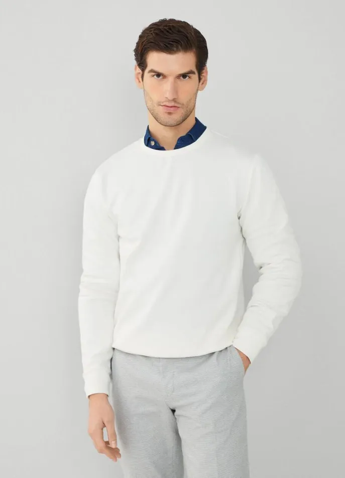Men Sweatshirts Hackett London Classic Fit Crew Neck Sweatshirt Off White