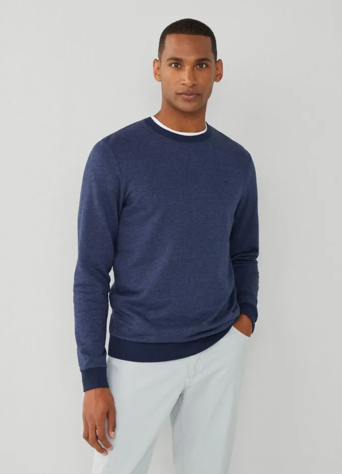 Men Sweatshirts Hackett London Classic Fit Jacquard Sweatshirt Navy