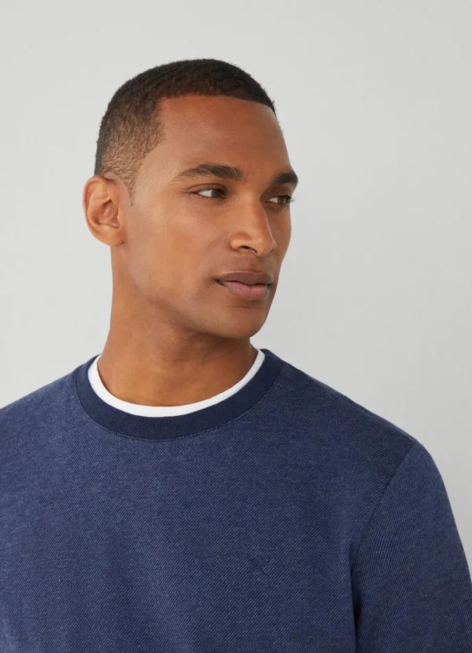 Men Sweatshirts Hackett London Classic Fit Jacquard Sweatshirt Navy