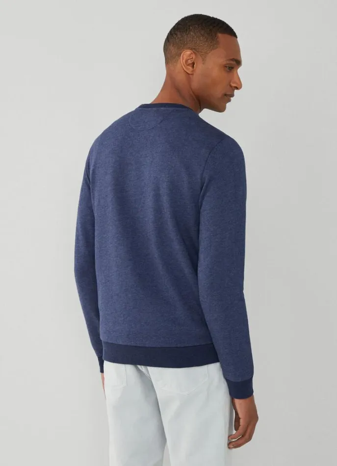 Men Sweatshirts Hackett London Classic Fit Jacquard Sweatshirt Navy
