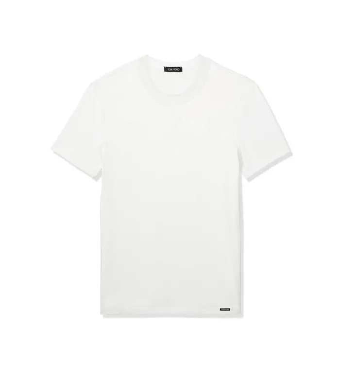 Men TSHIRTS Tom Ford Cotton Crewneck TShirt White