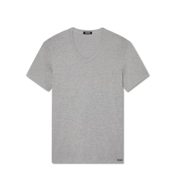 Men TSHIRTS Tom Ford Cotton VNeck TShirt Grey