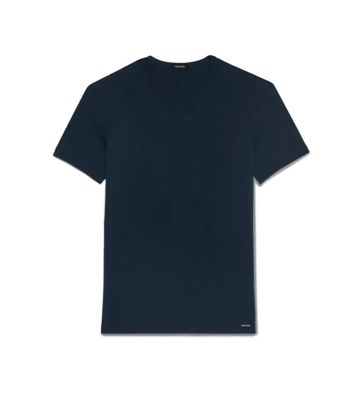 Men TSHIRTS Tom Ford Cotton VNeck TShirt Navy