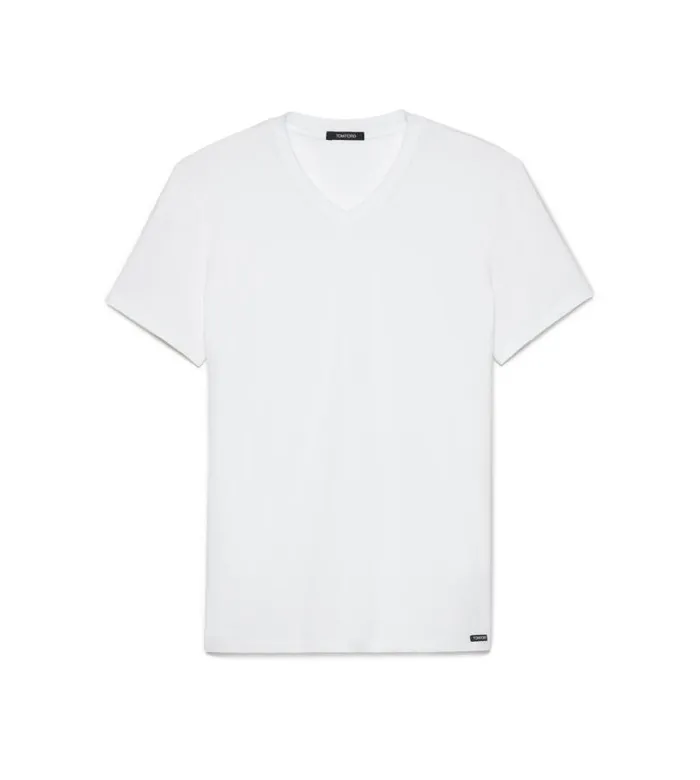 Men TSHIRTS Tom Ford Cotton VNeck TShirt White