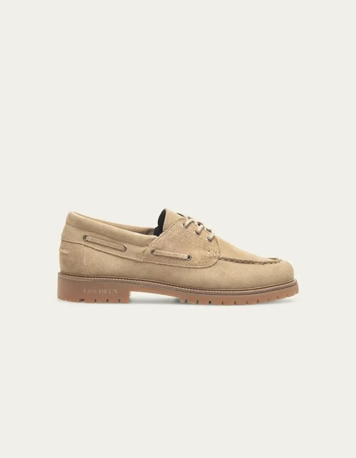 Men Taylor Suede Boat Shoe 8211 Light Sand Les Deux Shoes