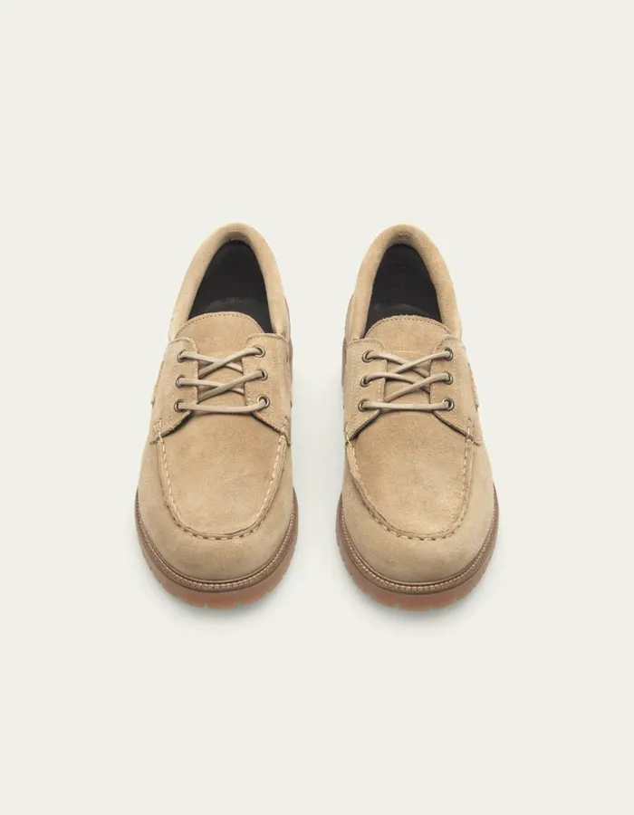 Men Taylor Suede Boat Shoe 8211 Light Sand Les Deux Shoes