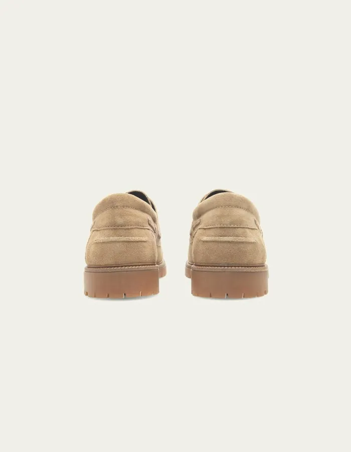 Men Taylor Suede Boat Shoe 8211 Light Sand Les Deux Shoes