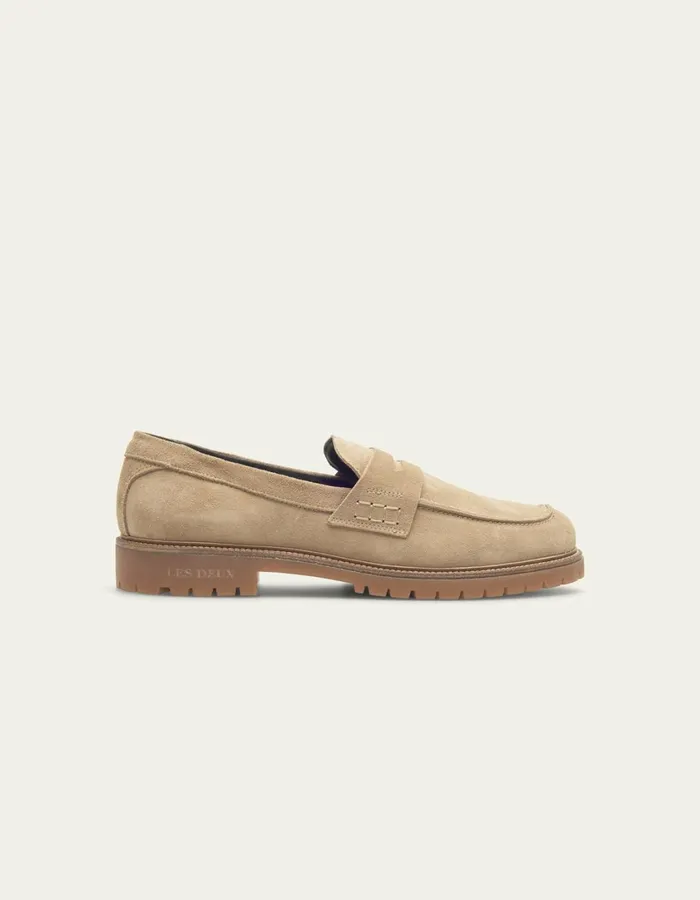 Men Taylor Suede Penny Loafer 8211 Light Sand Les Deux Shoes