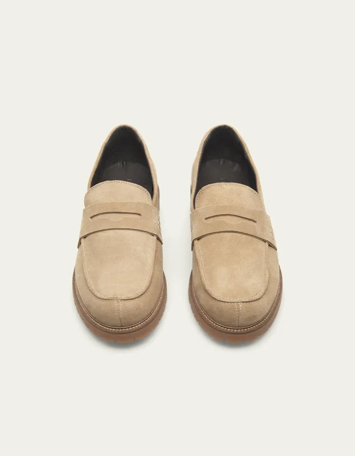 Men Taylor Suede Penny Loafer 8211 Light Sand Les Deux Shoes