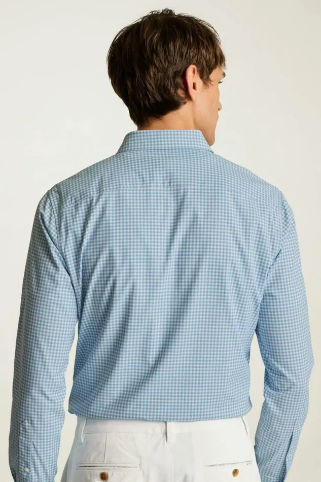 Men Tech Button Down Shirt Blue Raleigh Gingham Bonobos Casual Shirts