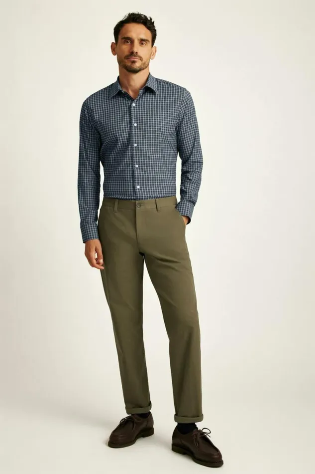 Men Tech Button Down Shirt Dark Navy Plaid Bonobos Business Casual Shirts