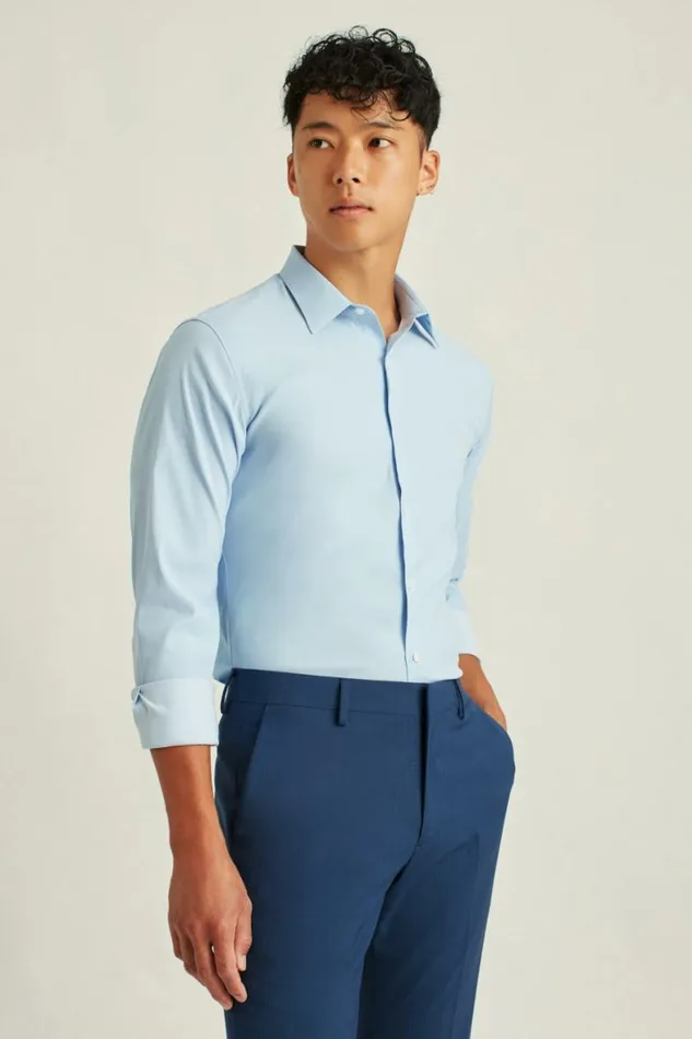 Men Tech Button Down Shirt Light Blue Bonobos Casual Shirts