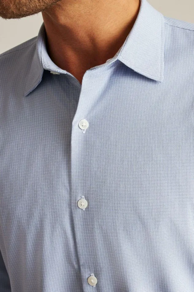 Men Tech Button Down Shirt Lilac Lombard Plaid Bonobos Business Casual Shirts