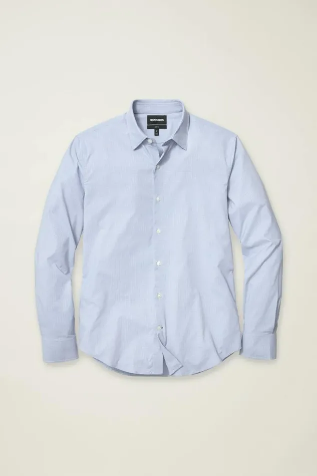 Men Tech Button Down Shirt Lilac Lombard Plaid Bonobos Business Casual Shirts