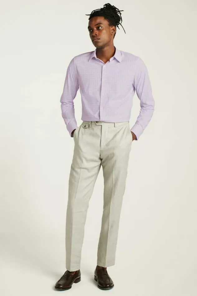 Men Tech Button Down Shirt Lilac Pascal Plaid Bonobos Business Casual Shirts