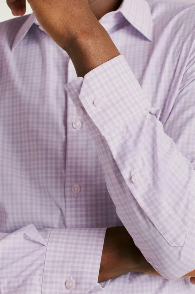 Men Tech Button Down Shirt Lilac Pascal Plaid Bonobos Business Casual Shirts