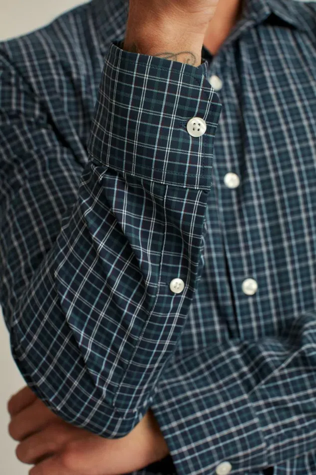 Men Tech Button Down Shirt Navy Budd Lake Plaid Bonobos Business Casual Shirts