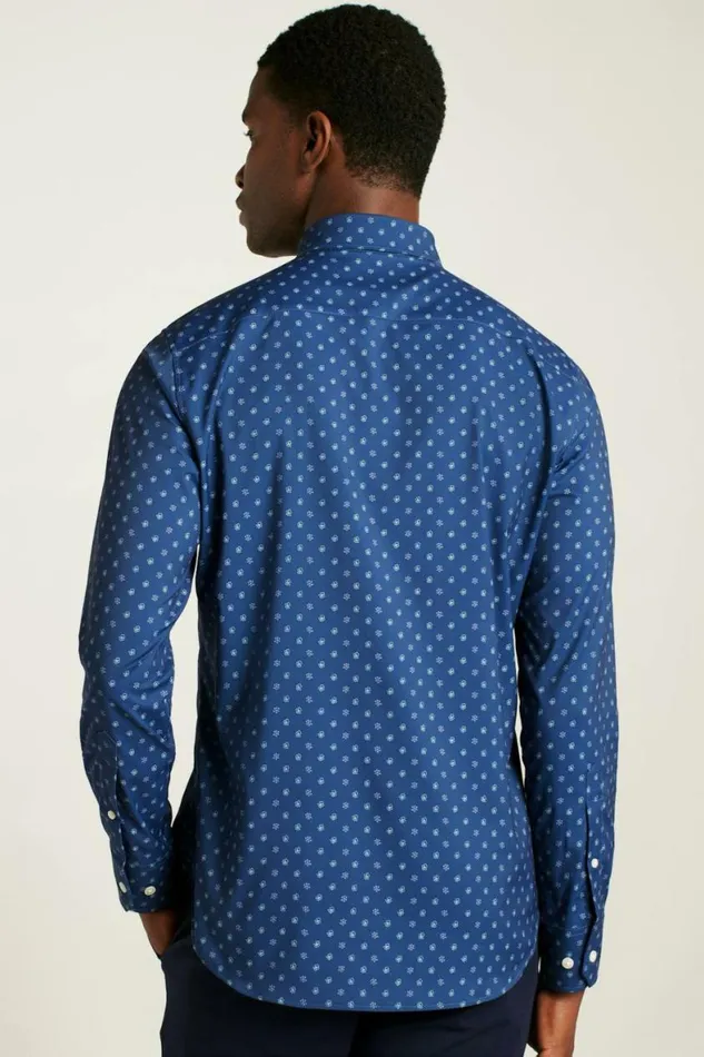 Men Tech Button Down Shirt Navy Matson Floral Bonobos Business Casual Shirts