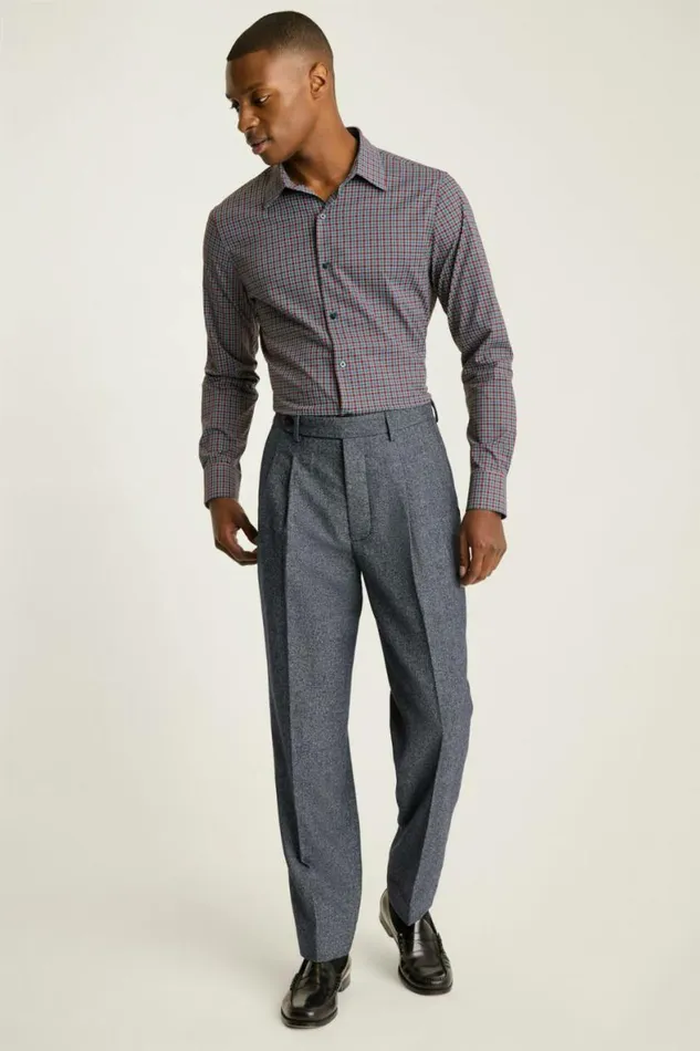 Men Tech Button Down Shirt Red Blue Ingram Plaid Bonobos Casual Shirts
