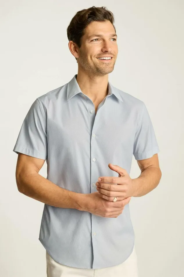 Men Tech Short Sleeve Shirt Dusty Blue Geo Bonobos Short Sleeve Shirts