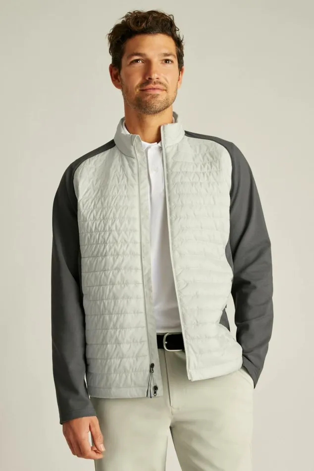 Men The Lightweight Hybrid Jacket Lunar Rock Grey And Lava Smoke Dark Grey Bonobos Jackets and Coats
