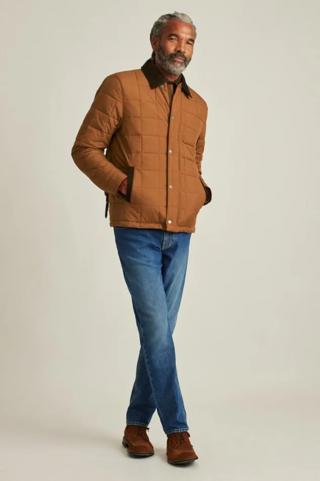 Men The Quilted Barn Jacket Chestnut Brown Bonobos Jackets and Coats