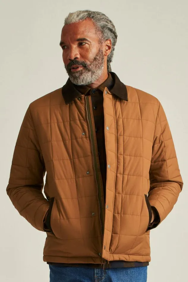 Men The Quilted Barn Jacket Chestnut Brown Bonobos Jackets and Coats