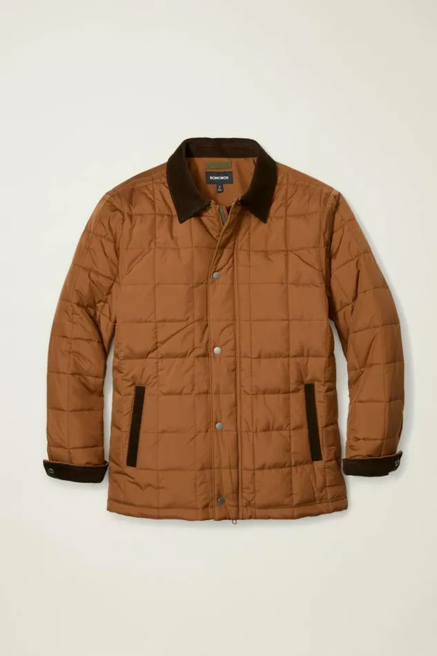 Men The Quilted Barn Jacket Chestnut Brown Bonobos Jackets and Coats
