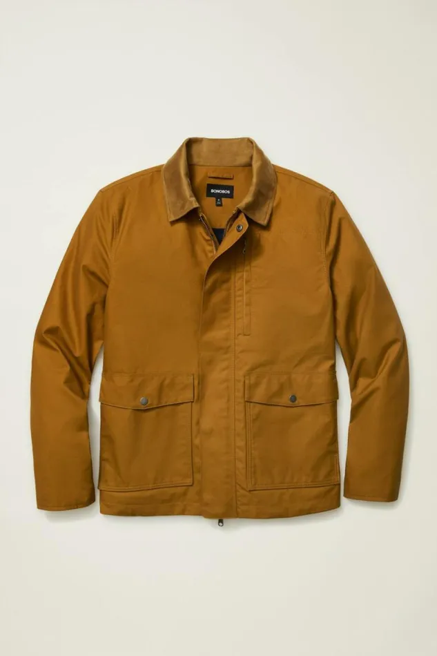 Men The Waxed Field Jacket Khaki Bonobos Jackets and Coats
