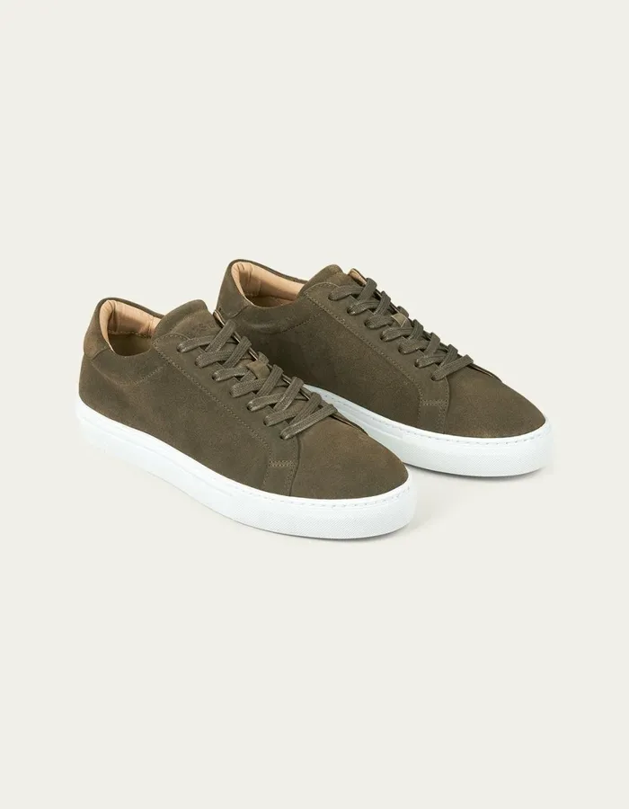 Men Theodor Suede Sneaker 8211 Olive Night Les Deux Shoes