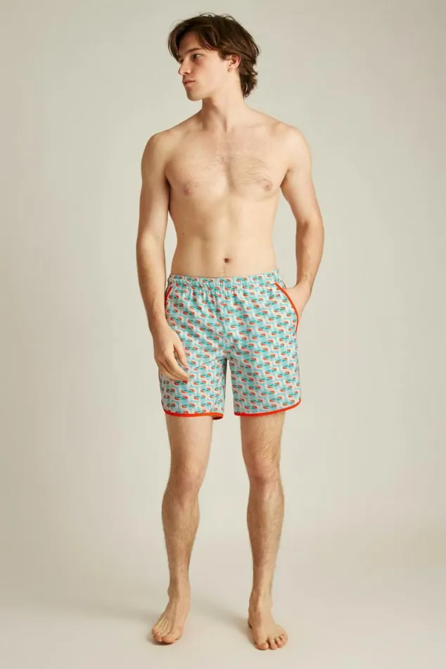 Men Throwback Swim Trunks Aqua Vertical Birdicals Bonobos Swim Trunks