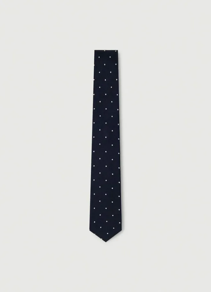 Men Ties and Pocket Squares Hackett London Polka Dot Silk Tie Navy