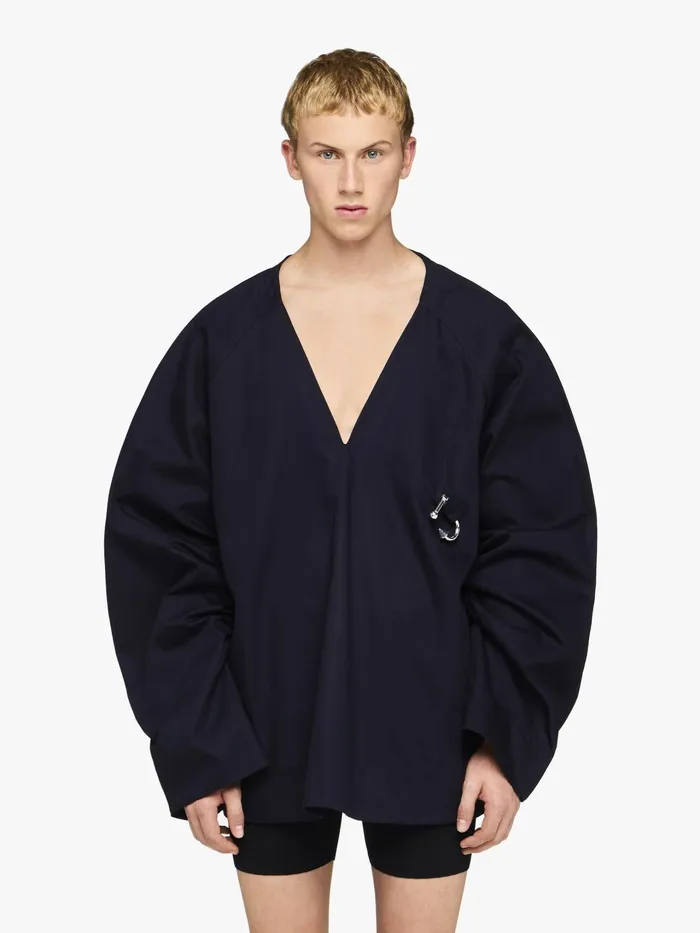 Men Tops and Shirts JW Anderson OVERSIZED VNECK GATHERED SLEEVE TOP Navy Men Tops and Shirts JW Anderson OVERSIZED VNECK GATHERED SLEEVE TOP Navy