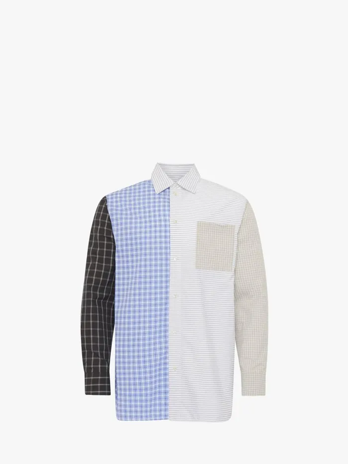 Men Tops and Shirts JW Anderson PATCHWORK SHIRT Bluemulti 8211 Do Not Use