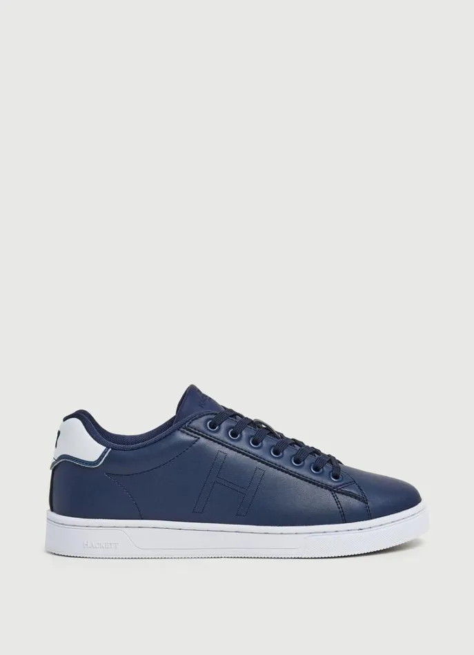 Men Trainers Hackett London TwoTone Leather Trainers Navy