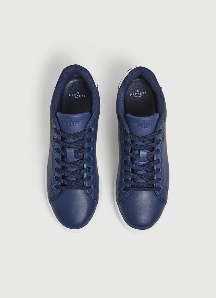 Men Trainers Hackett London TwoTone Leather Trainers Navy