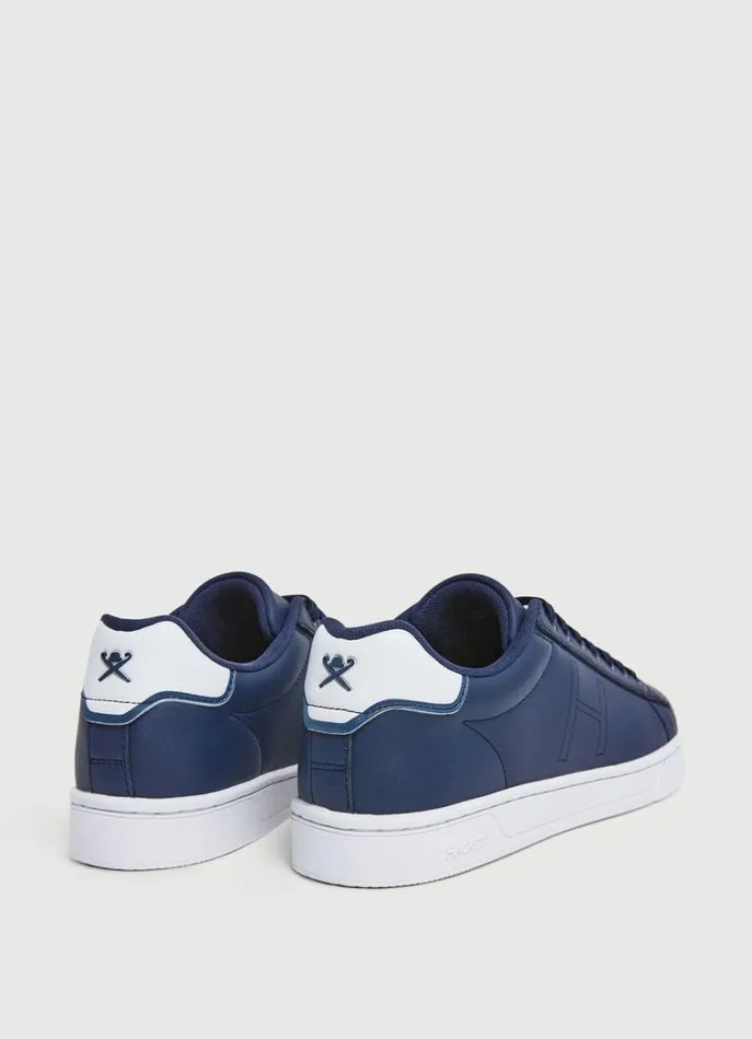 Men Trainers Hackett London TwoTone Leather Trainers Navy