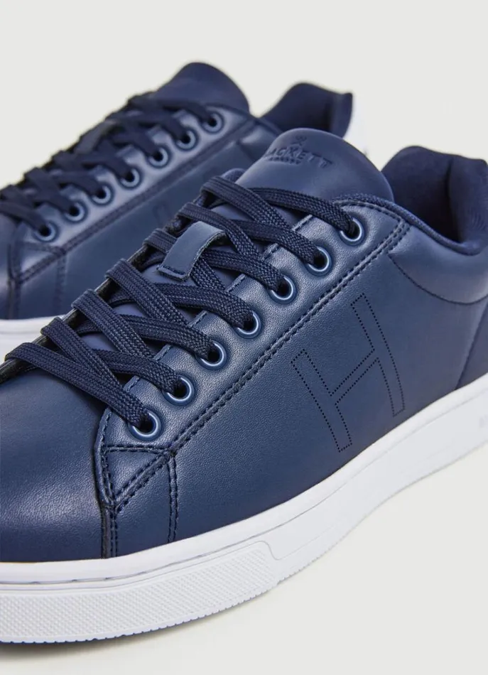 Men Trainers Hackett London TwoTone Leather Trainers Navy