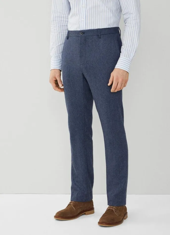Men Trousers and Chinos Hackett London Slim Fit Wool And Silk Herringbon Chinos Avio