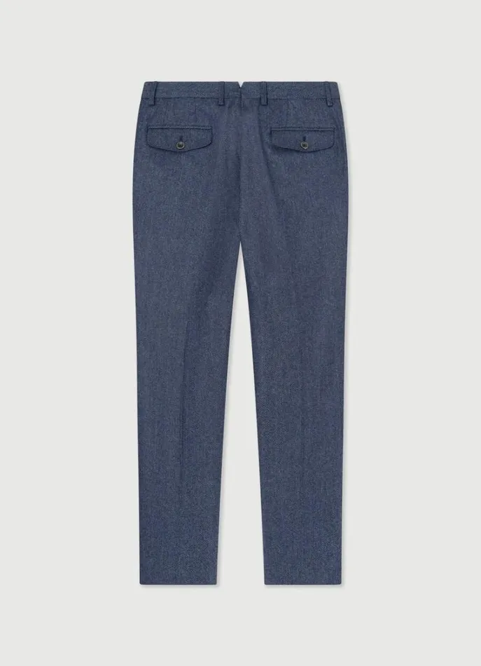Men Trousers and Chinos Hackett London Slim Fit Wool And Silk Herringbon Chinos Avio
