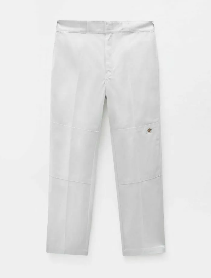 Men Trousers Dickies Double Knee Work Pant White